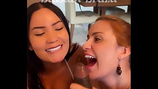 Asi&aacute;tica gostosa e sua Amiga Ruiva Fazendo A Pica Do Frentista de Sorvete - Lina Nakamura - Maisa Pravo - John Coffee