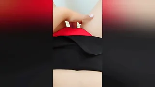 Young stepsister masturbates her wet pussy through red panties when home exclusively - LuxuryOrgasm